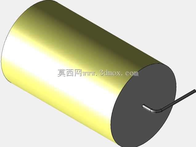 直径33.5mm的轴向或圆柱形薄膜电容器3D模型(聚酯和聚丙烯,黄色)