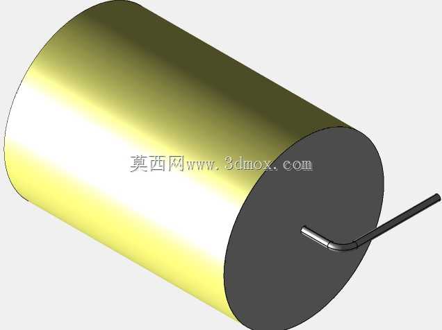 直径32 mm的轴向或圆柱形薄膜电容器3D模型(聚酯和聚丙烯,黄色)