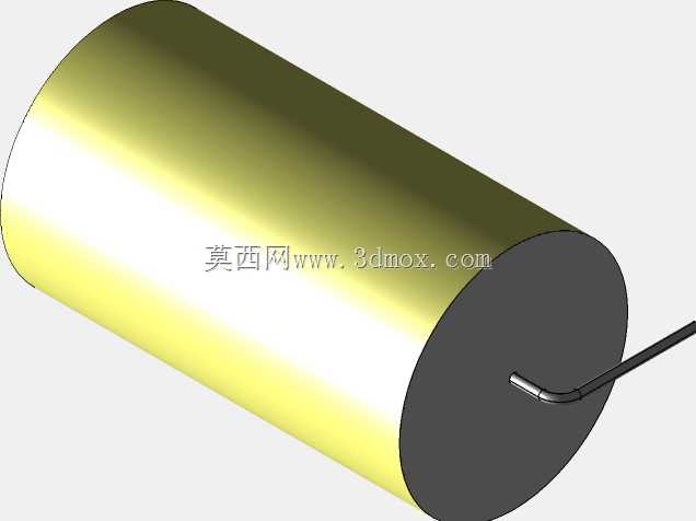 直径32 mm的轴向或圆柱形薄膜电容器3D模型(聚酯和聚丙烯,黄色)