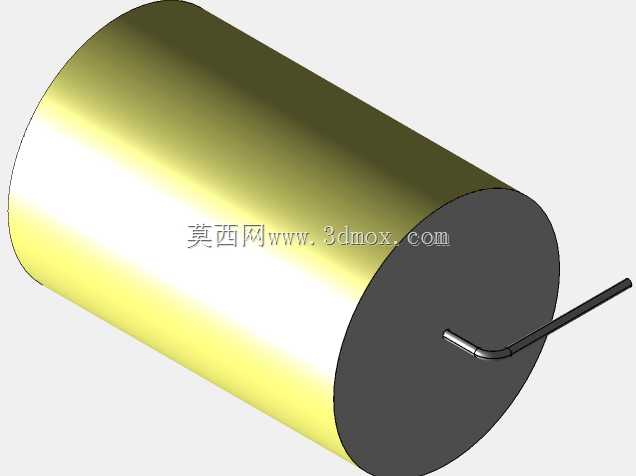 直径30.5mm的轴向或圆柱形薄膜电容器3D模型(聚酯和聚丙烯,黄色)