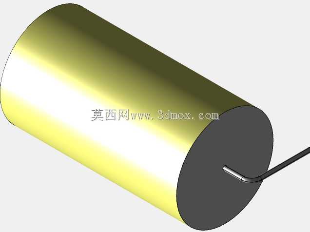 直径29 mm的轴向或圆柱形薄膜电容器3D模型(聚酯和聚丙烯,黄色)