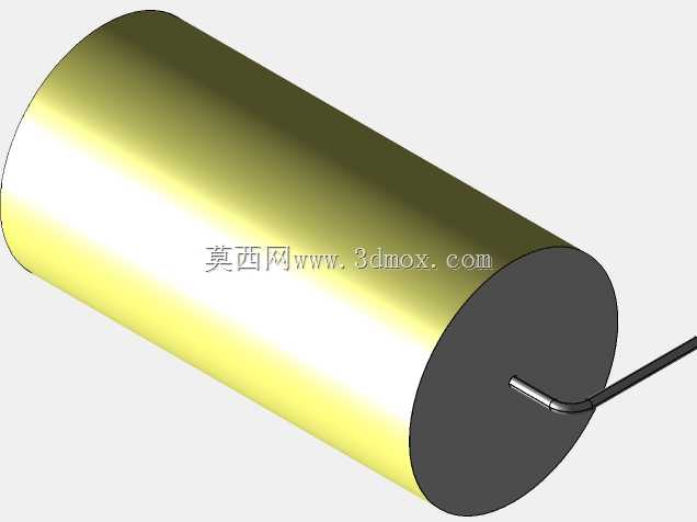 直径29 mm的轴向或圆柱形薄膜电容器3D模型(聚酯和聚丙烯,黄色)