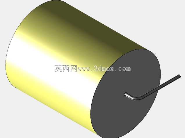 直径28 mm的轴向或圆柱形薄膜电容器3D模型(聚酯和聚丙烯,黄色)
