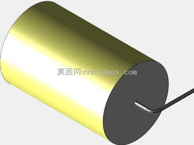 直径28 mm的轴向或圆柱形薄膜电容器3D模型(聚酯和聚丙烯,黄色)