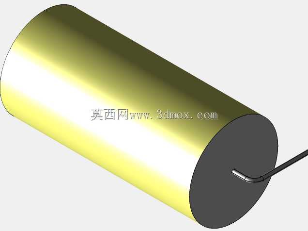直径28 mm的轴向或圆柱形薄膜电容器3D模型(聚酯和聚丙烯,黄色)