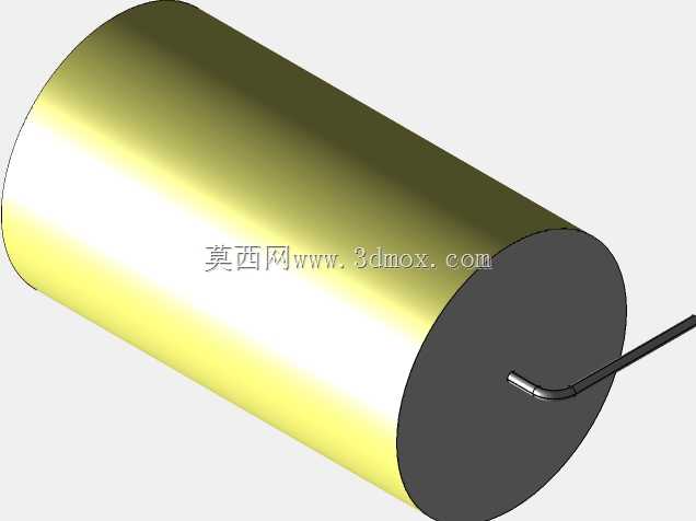 直径27 mm的轴向或圆柱形薄膜电容器3D模型(聚酯和聚丙烯,黄色)
