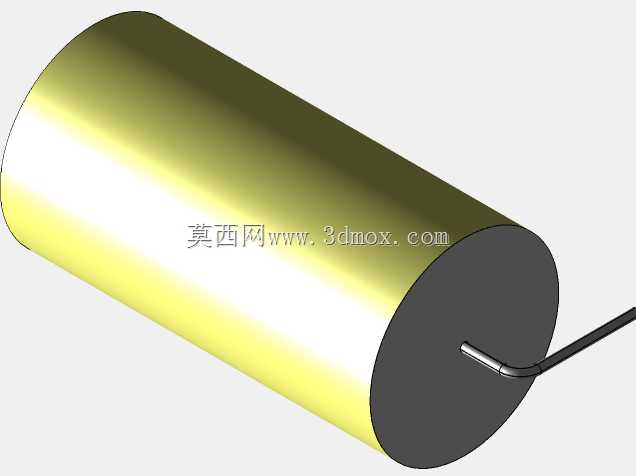 直径27 mm的轴向或圆柱形薄膜电容器3D模型(聚酯和聚丙烯,黄色)