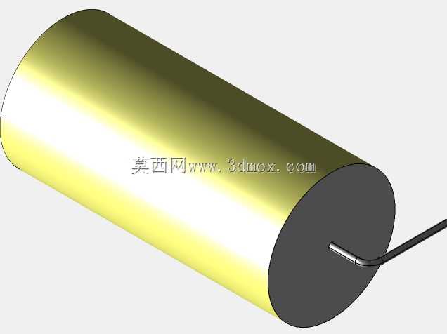 直径27 mm的轴向或圆柱形薄膜电容器3D模型(聚酯和聚丙烯,黄色)