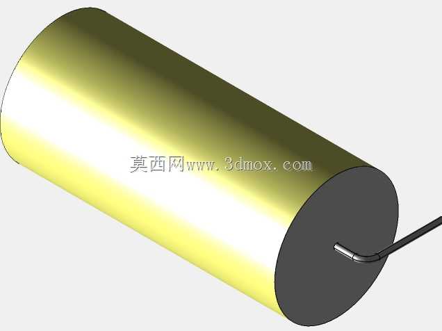 直径27 mm的轴向或圆柱形薄膜电容器3D模型(聚酯和聚丙烯,黄色)