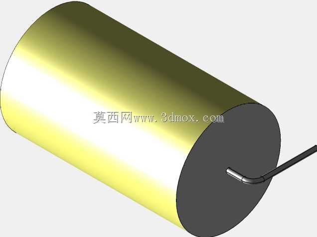 直径27.5mm的轴向或圆柱形薄膜电容器3D模型(聚酯和聚丙烯,黄色)