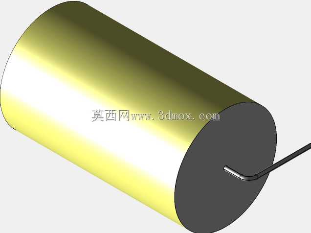 直径27.5mm的轴向或圆柱形薄膜电容器3D模型(聚酯和聚丙烯,黄色)