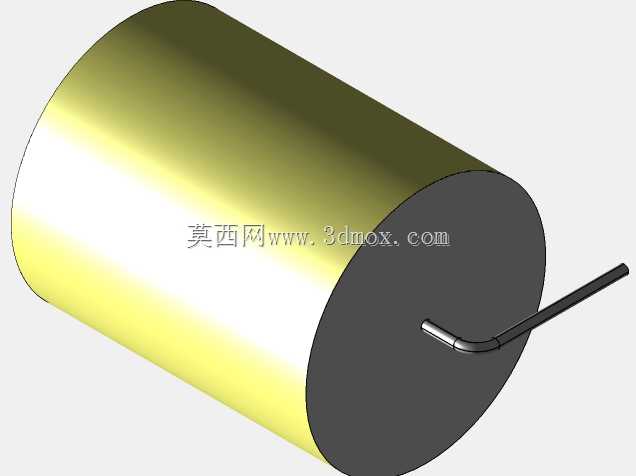 直径26 mm的轴向或圆柱形薄膜电容器3D模型(聚酯和聚丙烯,黄色)