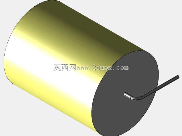 直径26 mm的轴向或圆柱形薄膜电容器3D模型(聚酯和聚丙烯,黄色)