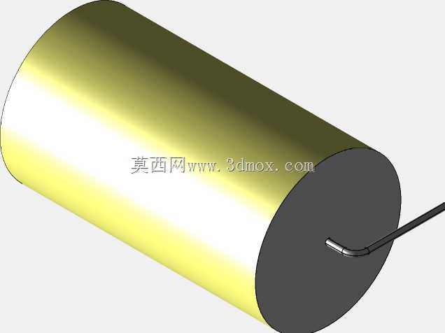 直径26.5mm的轴向或圆柱形薄膜电容器3D模型(聚酯和聚丙烯,黄色)
