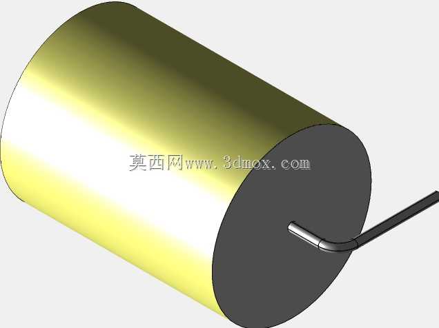 直径24 mm的轴向或圆柱形薄膜电容器3D模型(聚酯和聚丙烯,黄色)