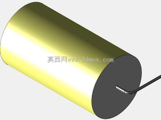 直径24 mm的轴向或圆柱形薄膜电容器3D模型(聚酯和聚丙烯,黄色)
