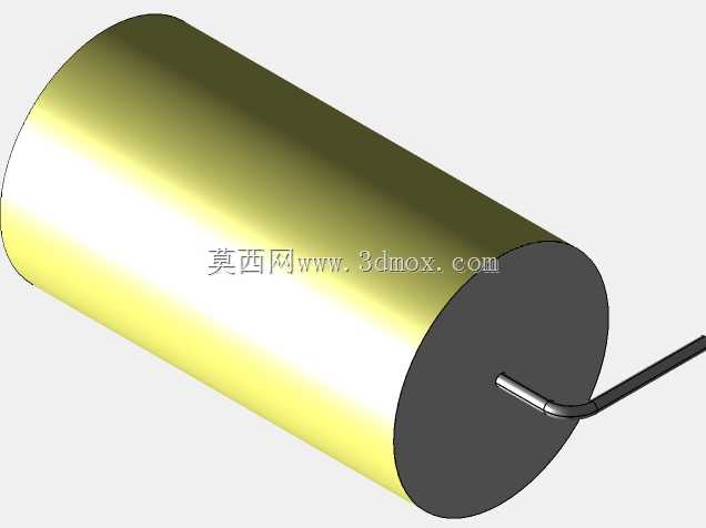 直径24 mm的轴向或圆柱形薄膜电容器3D模型(聚酯和聚丙烯,黄色)