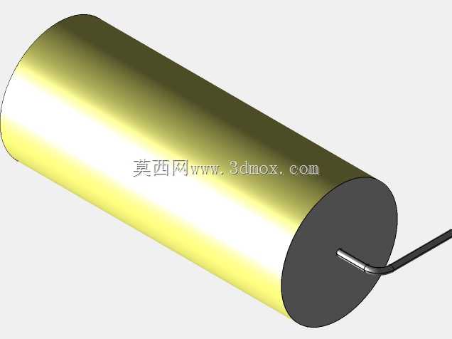 直径23.5mm的轴向或圆柱形薄膜电容器3D模型(聚酯和聚丙烯,黄色)