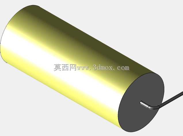 直径23.5mm的轴向或圆柱形薄膜电容器3D模型(聚酯和聚丙烯,黄色)