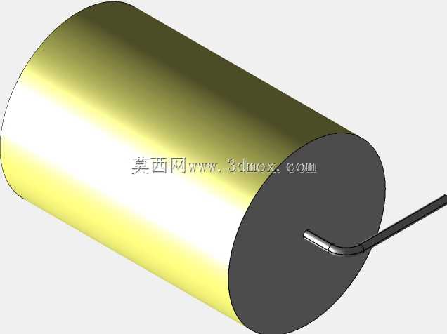 直径22 mm的轴向或圆柱形薄膜电容器3D模型(聚酯和聚丙烯,黄色)