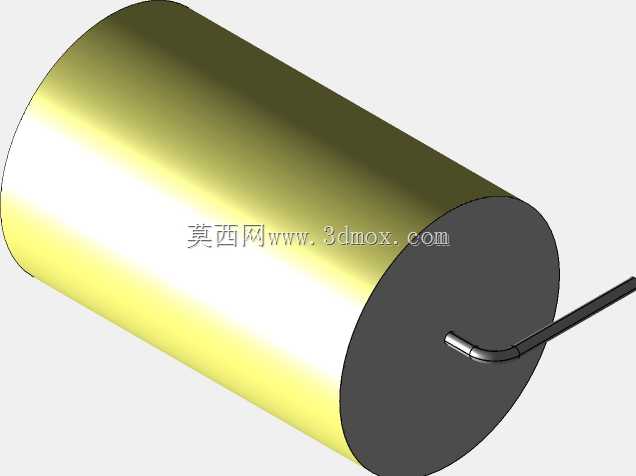 直径22 mm的轴向或圆柱形薄膜电容器3D模型(聚酯和聚丙烯,黄色)