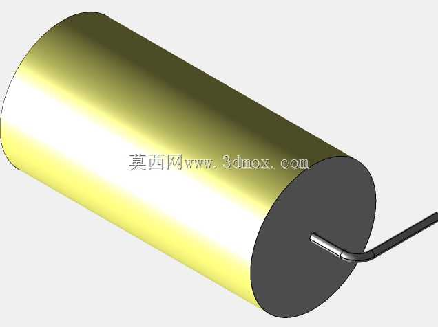 直径22 mm的轴向或圆柱形薄膜电容器3D模型(聚酯和聚丙烯,黄色)