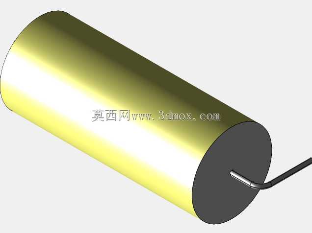 直径22 mm的轴向或圆柱形薄膜电容器3D模型(聚酯和聚丙烯,黄色)
