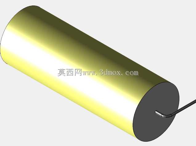 直径22 mm的轴向或圆柱形薄膜电容器3D模型(聚酯和聚丙烯,黄色)