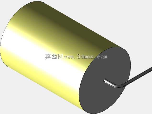 直径21 mm的轴向或圆柱形薄膜电容器3D模型(聚酯和聚丙烯,黄色)