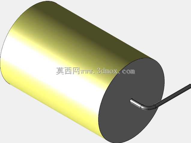 直径21.5mm的轴向或圆柱形薄膜电容器3D模型(聚酯和聚丙烯,黄色)
