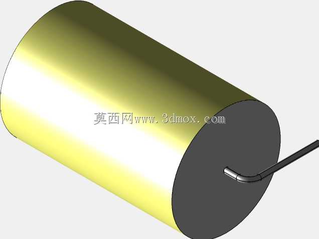 直径21.5mm的轴向或圆柱形薄膜电容器3D模型(聚酯和聚丙烯,黄色)