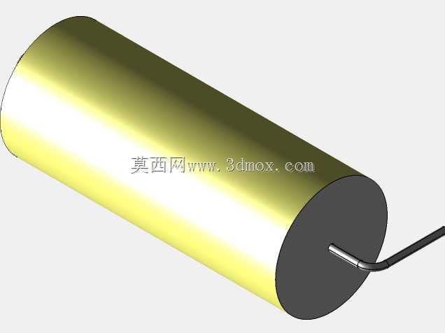 直径21.5mm的轴向或圆柱形薄膜电容器3D模型(聚酯和聚丙烯,黄色)