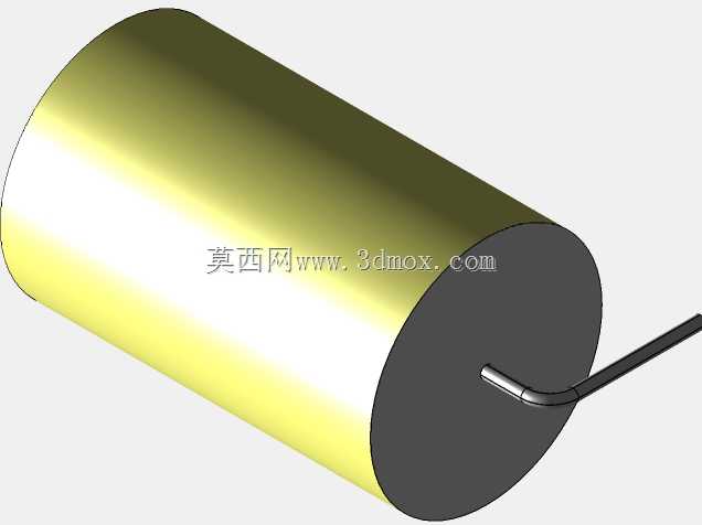 直径20 mm的轴向或圆柱形薄膜电容器3D模型(聚酯和聚丙烯,黄色)