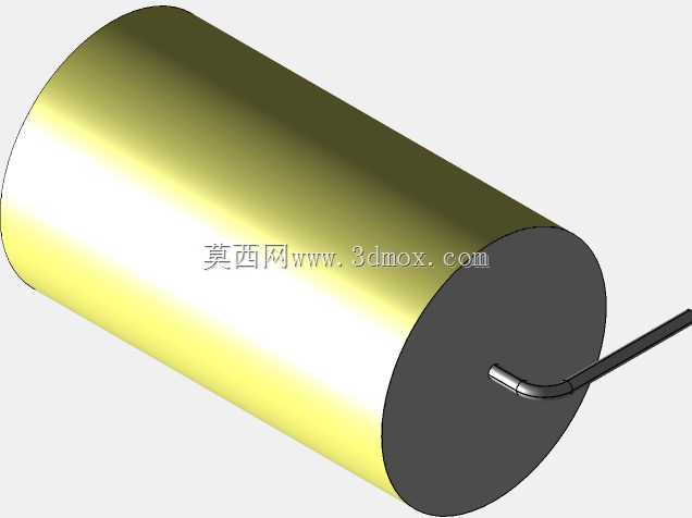 直径20 mm的轴向或圆柱形薄膜电容器3D模型(聚酯和聚丙烯,黄色)