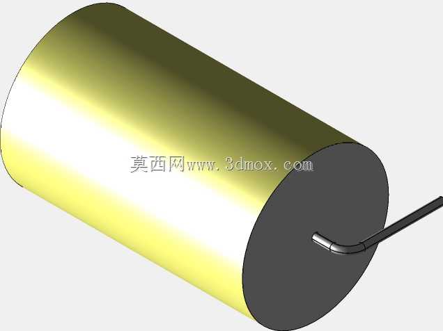 直径为20.5mm的轴向或圆柱形薄膜电容器3D模型(聚酯和聚丙烯,黄色)