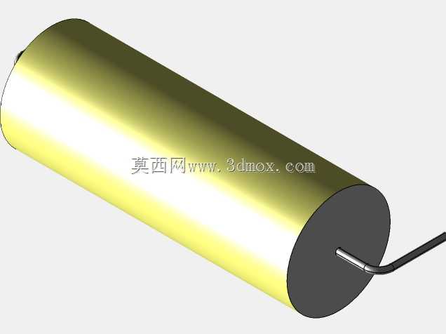 直径为20.5mm的轴向或圆柱形薄膜电容器3D模型(聚酯和聚丙烯,黄色)