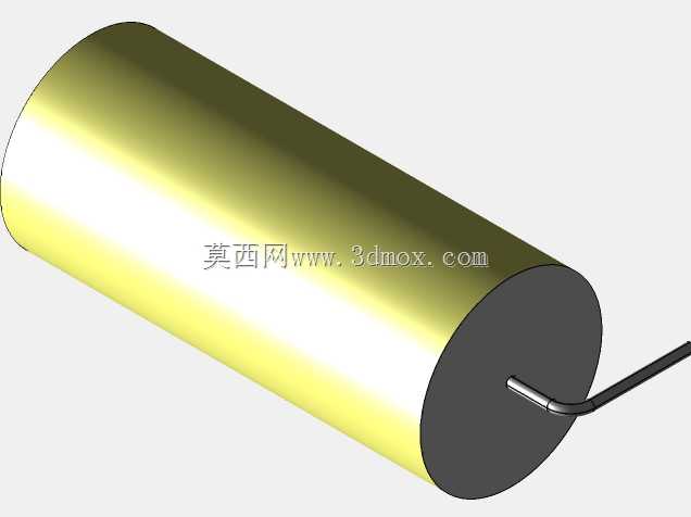 直径19 mm的轴向或圆柱形薄膜电容器3D模型(聚酯和聚丙烯,黄色)