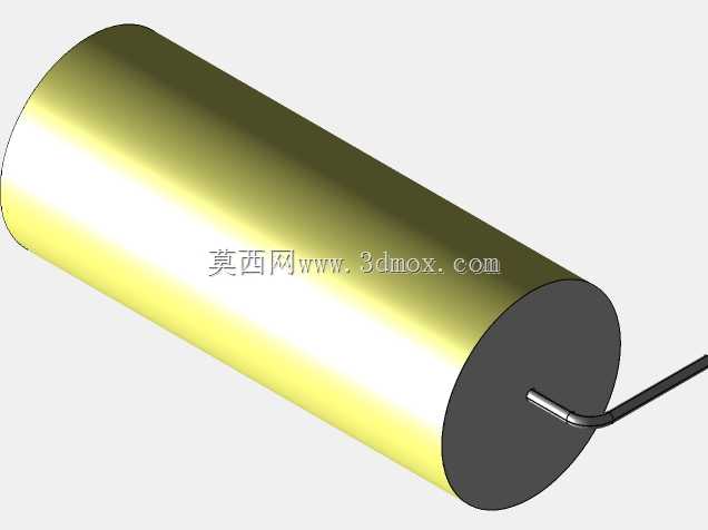 直径19 mm的轴向或圆柱形薄膜电容器3D模型(聚酯和聚丙烯,黄色)