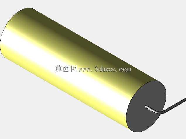 直径19 mm的轴向或圆柱形薄膜电容器3D模型(聚酯和聚丙烯,黄色)