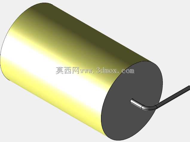 直径19.5mm的轴向或圆柱形薄膜电容器3D模型(聚酯和聚丙烯,黄色)