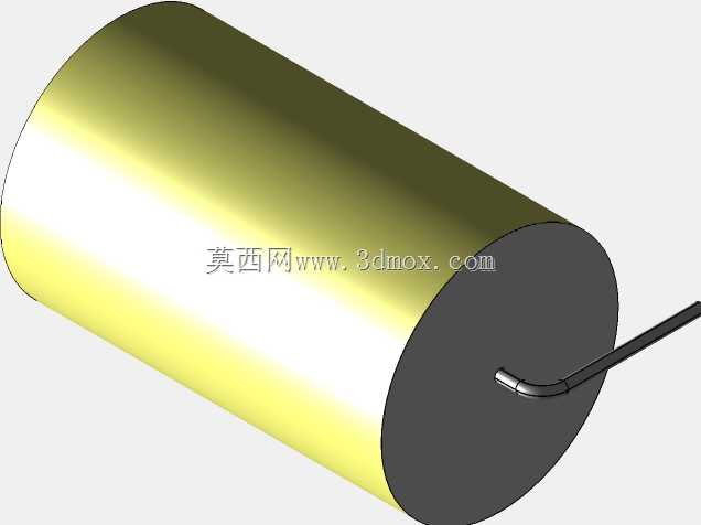 直径为18 mm的轴向或圆柱形薄膜电容器3D模型(聚酯和聚丙烯,黄色)