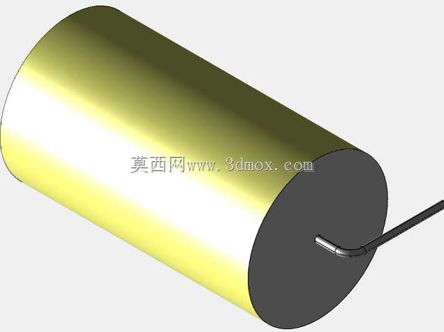 直径为18 mm的轴向或圆柱形薄膜电容器3D模型(聚酯和聚丙烯,黄色)