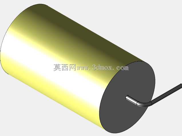 直径为18 mm的轴向或圆柱形薄膜电容器3D模型(聚酯和聚丙烯,黄色)