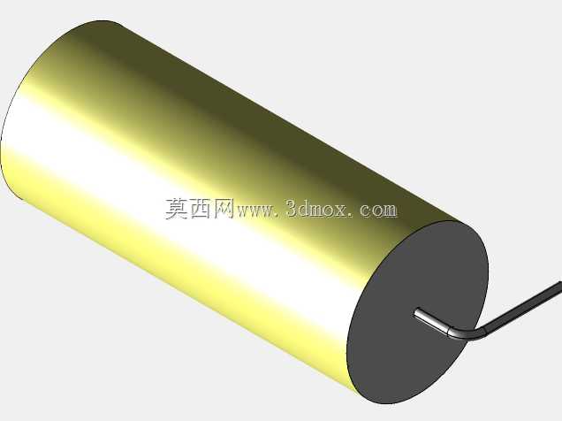 直径为18 mm的轴向或圆柱形薄膜电容器3D模型(聚酯和聚丙烯,黄色)