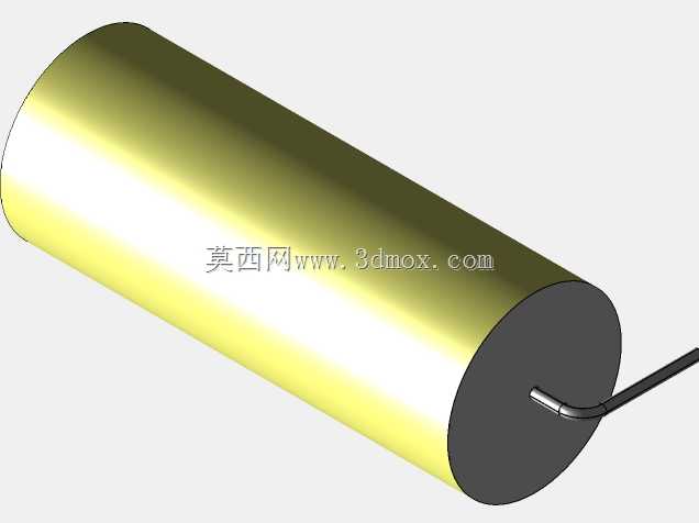 直径为18 mm的轴向或圆柱形薄膜电容器3D模型(聚酯和聚丙烯,黄色)
