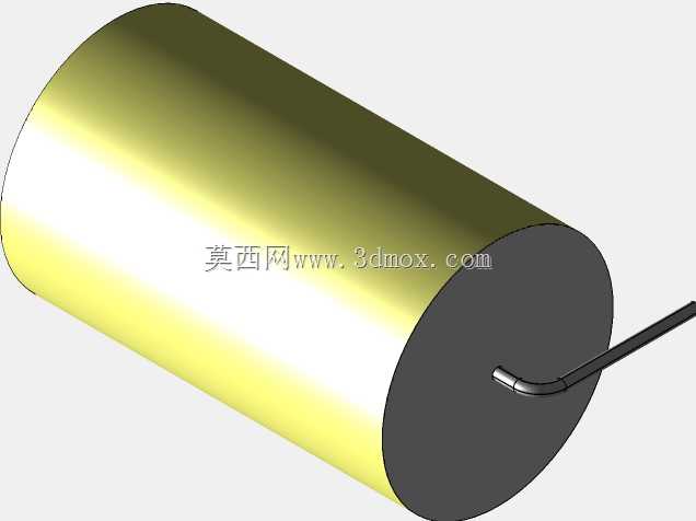 直径17.5mm的轴向或圆柱形薄膜电容器3D模型(聚酯和聚丙烯,黄色)