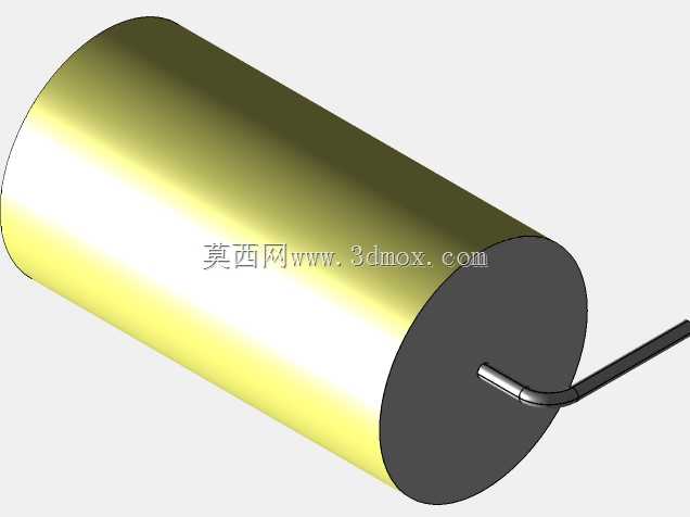 直径17.5mm的轴向或圆柱形薄膜电容器3D模型(聚酯和聚丙烯,黄色)