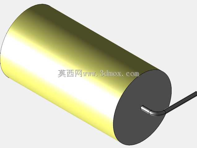 直径17.5mm的轴向或圆柱形薄膜电容器3D模型(聚酯和聚丙烯,黄色)