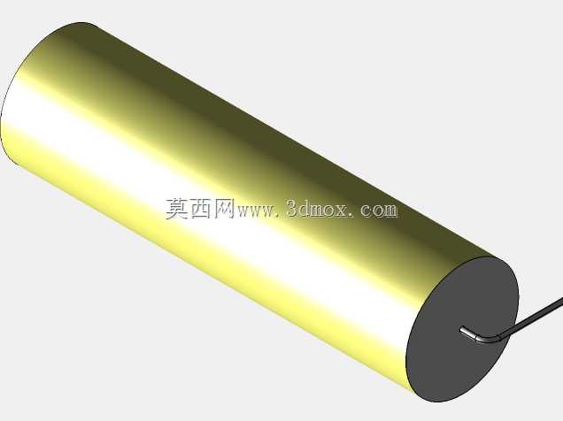 直径17.5mm的轴向或圆柱形薄膜电容器3D模型(聚酯和聚丙烯,黄色)