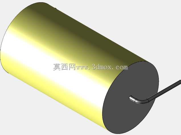直径16 mm的轴向或圆柱形薄膜电容器3D模型(聚酯和聚丙烯,黄色)